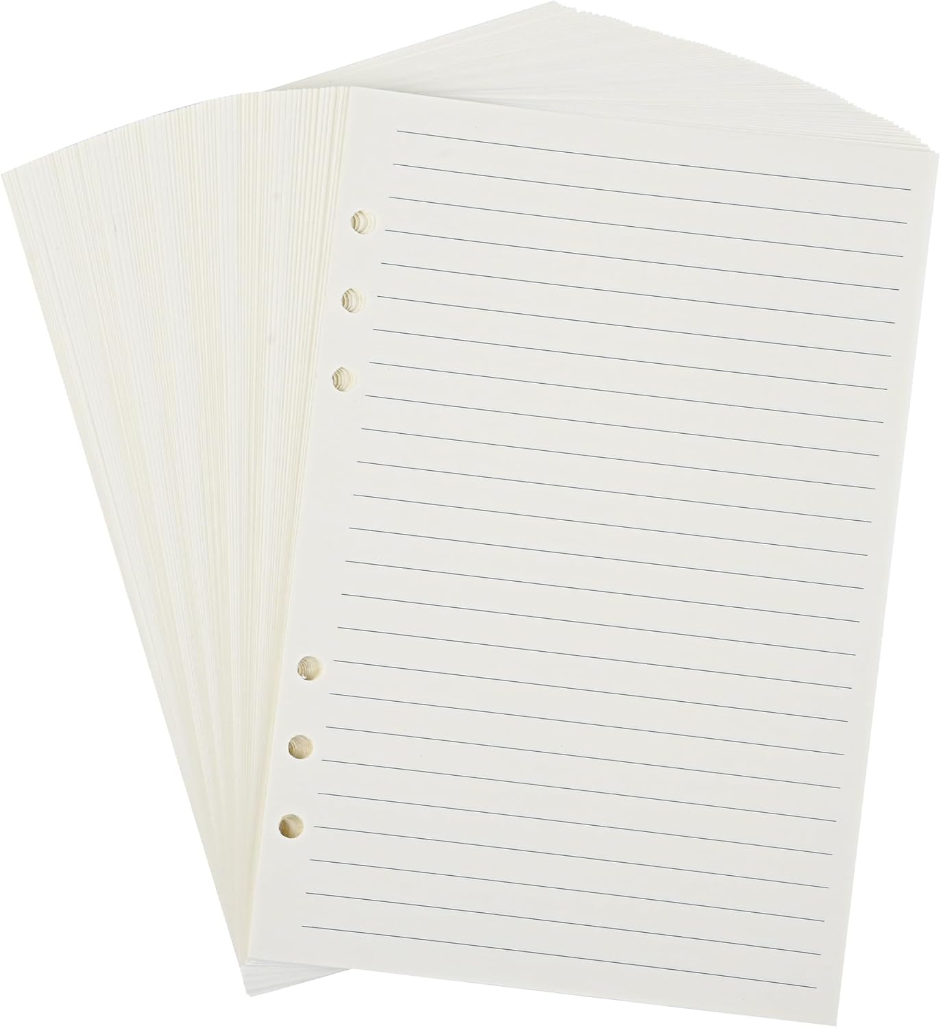 Notebook Refill A5 - Ring Binder Paper 6 Holes - Agenda Refill - Bullet Journal Paper - Refillable Notepad - Writing Paper - Planner Inserts - Office Supplies - School Supplies - Study Notes -Lined Paper - White - [数量] Pieces - Image 1