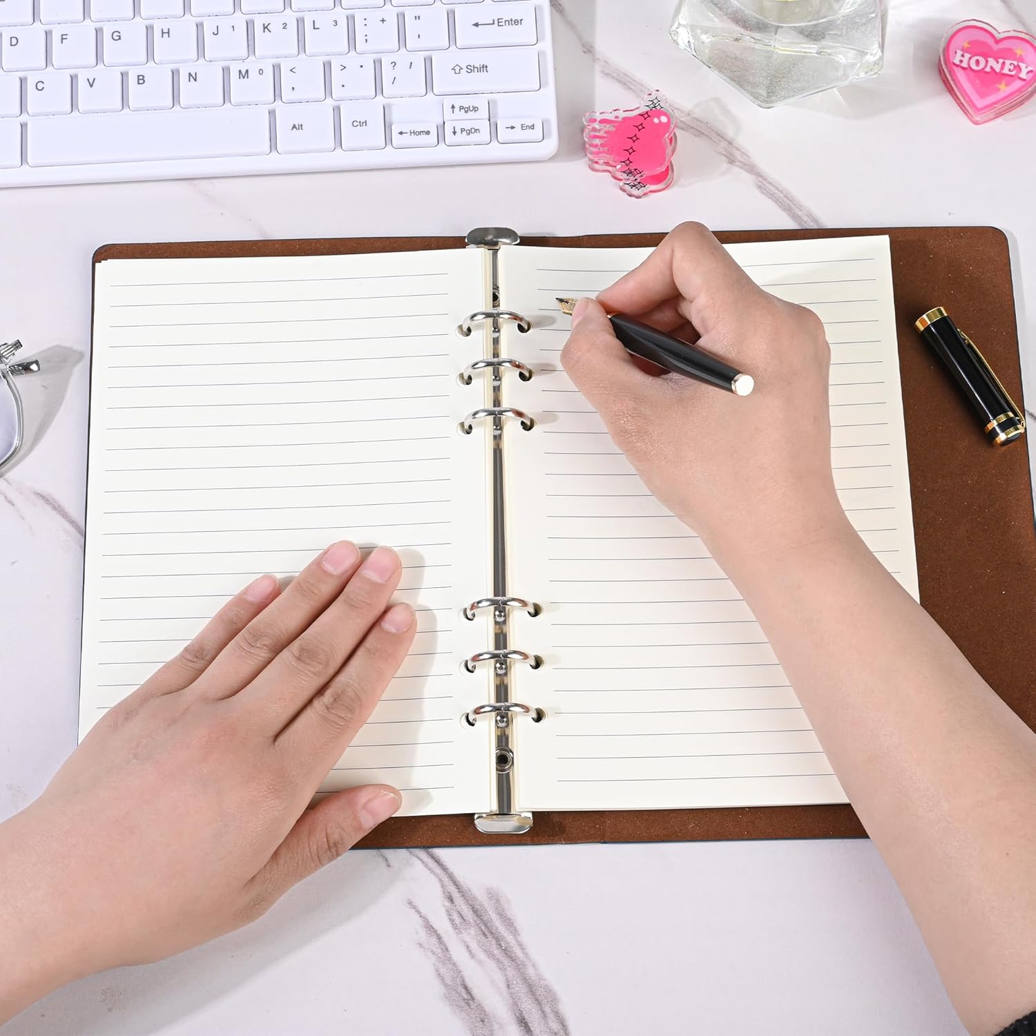 Notebook Refill A5 - Ring Binder Paper 6 Holes - Agenda Refill - Bullet Journal Paper - Refillable Notepad - Writing Paper - Planner Inserts - Office Supplies - School Supplies - Study Notes -Lined Paper - White - [数量] Pieces - Image 5