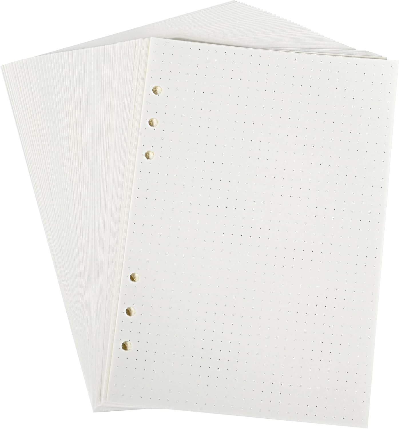 Notebook Refill A5 - Ring Binder Paper 6 Holes - Agenda Refill - Bullet Journal Paper - Refillable Notepad - Writing Paper - Planner Inserts - Office Supplies - School Supplies - Drawing and Sketching -Dotted Dots - White - 5 Pieces - Image 1