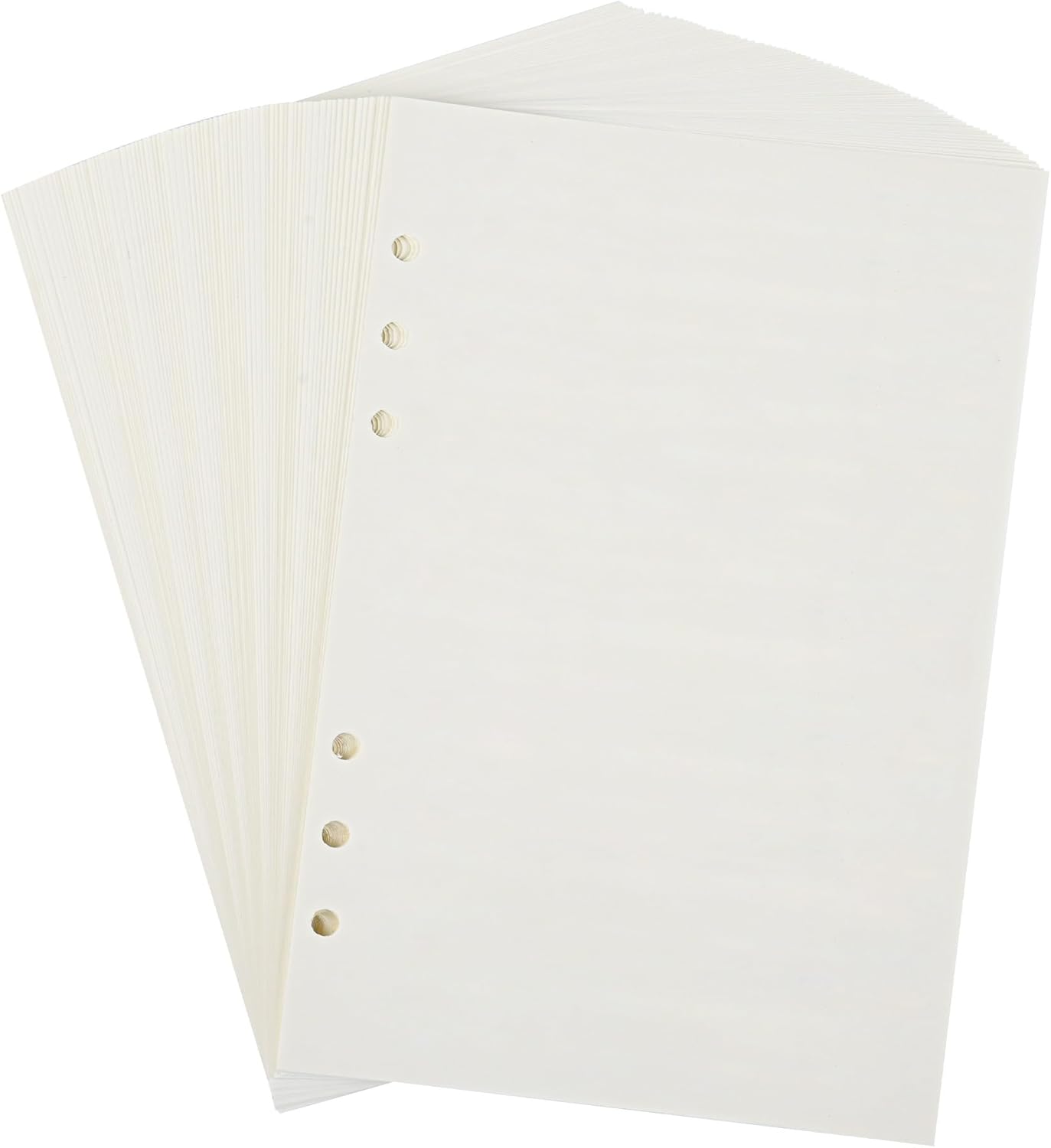Notebook Refill A5 - Ring Binder Paper 6 Holes - Agenda Refill - Bullet Journal Paper - Refillable Notepad - Writing Paper - Planner Inserts - Office Supplies - School Supplies - Blank Sketch Paper -No Lines - White - 5 Pieces - Image 1