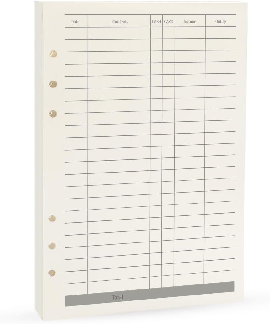 Notebook Refill A5 - Ring Binder Paper 6 Holes - Agenda Refill - Bullet Journal Paper - Refillable Notepad - Writing Paper - Planner Inserts - Office Supplies - School Supplies - Keeping Track of Finances -Budget Planner - White - 5 Pieces - Image 1