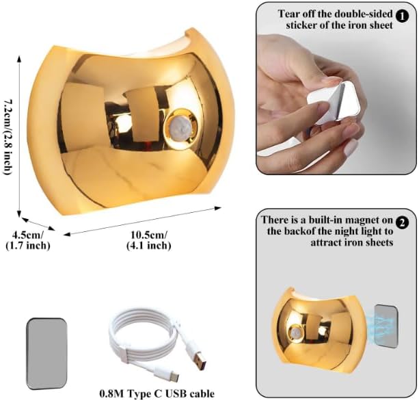 Indoor Wall Lamp - Night Light with Motion Sensor - Wireless LED Wall Light - Rechargeable Wall Lamp - Stair Lighting - Closet Lighting - Bedroom Lamp - USB Rechargeable - Magnetic - Warm White Light - White - 1 Piece - Image 3