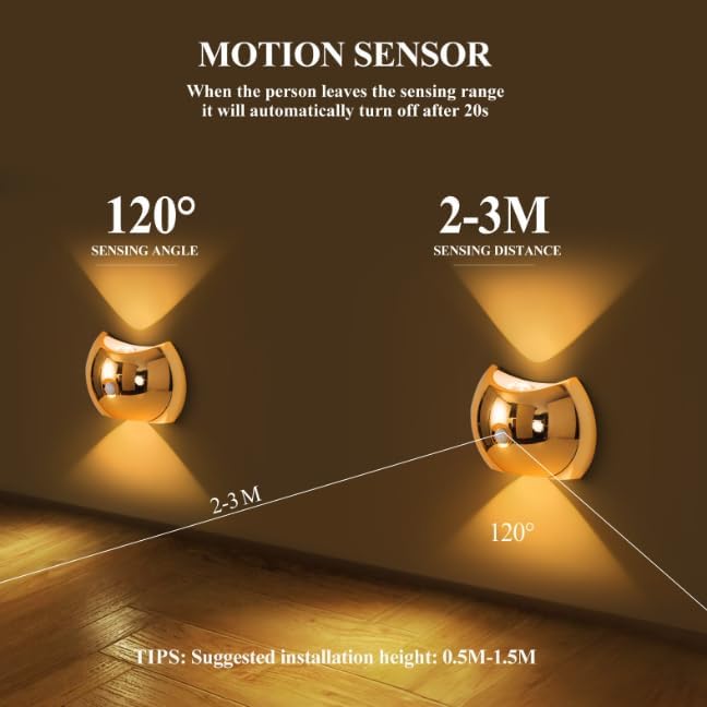 Indoor Wall Lamp - Night Light with Motion Sensor - Wireless LED Wall Light - Rechargeable Wall Lamp - Stair Lighting - Closet Lighting - Bedroom Lamp - USB Rechargeable - Magnetic -Warm White Light - Black - 1 Piece - Image 5