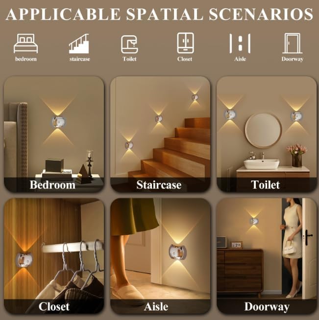 Indoor Wall Lamp - Night Light with Motion Sensor - Wireless LED Wall Light - Rechargeable Wall Lamp - Stair Lighting - Closet Lighting - Bedroom Lamp - USB Rechargeable - Magnetic -Warm White Light - Black - 1 Piece - Image 6