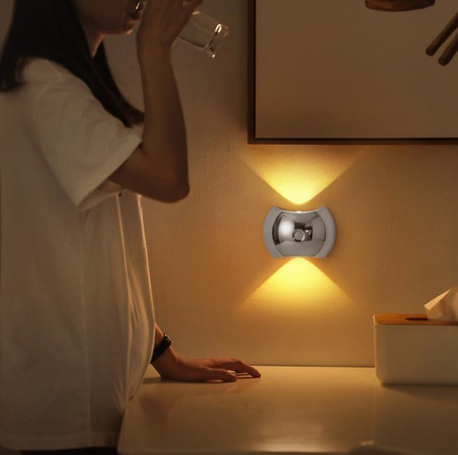 Indoor Wall Lamp - Night Light with Motion Sensor - Wireless LED Wall Light - Rechargeable Wall Lamp - Stair Lighting - Closet Lighting - Bedroom Lamp - USB Rechargeable - Magnetic -Warm White Light - Black - 1 Piece - Image 8