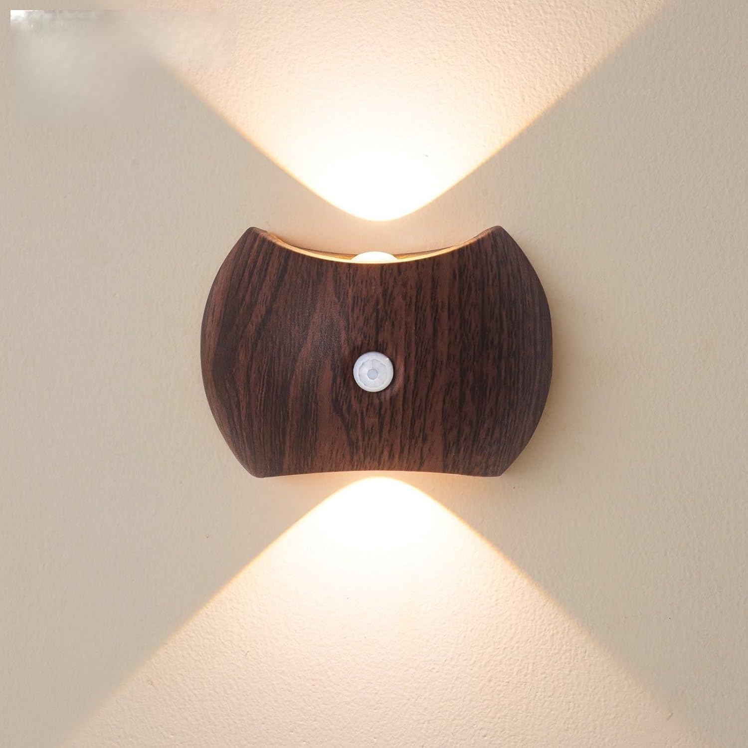 Indoor Wall Lamp - Night Light with Motion Sensor - Wireless LED Wall Light - Rechargeable Wall Lamp - Stair Lighting - Closet Lighting - Bedroom Lamp - USB Rechargeable - Magnetic -Warm White Light - Dark Wood - 1 Piece - Image 1