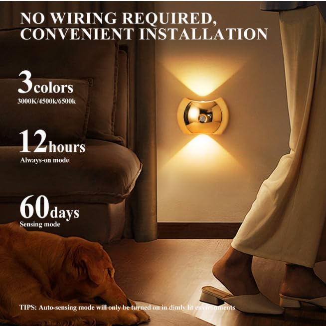 Indoor Wall Lamp - Night Light with Motion Sensor - Wireless LED Wall Light - Rechargeable Wall Lamp - Stair Lighting - Closet Lighting - Bedroom Lamp - USB Rechargeable - Magnetic -RGB Color Light - Black - 1 Piece - Image 4