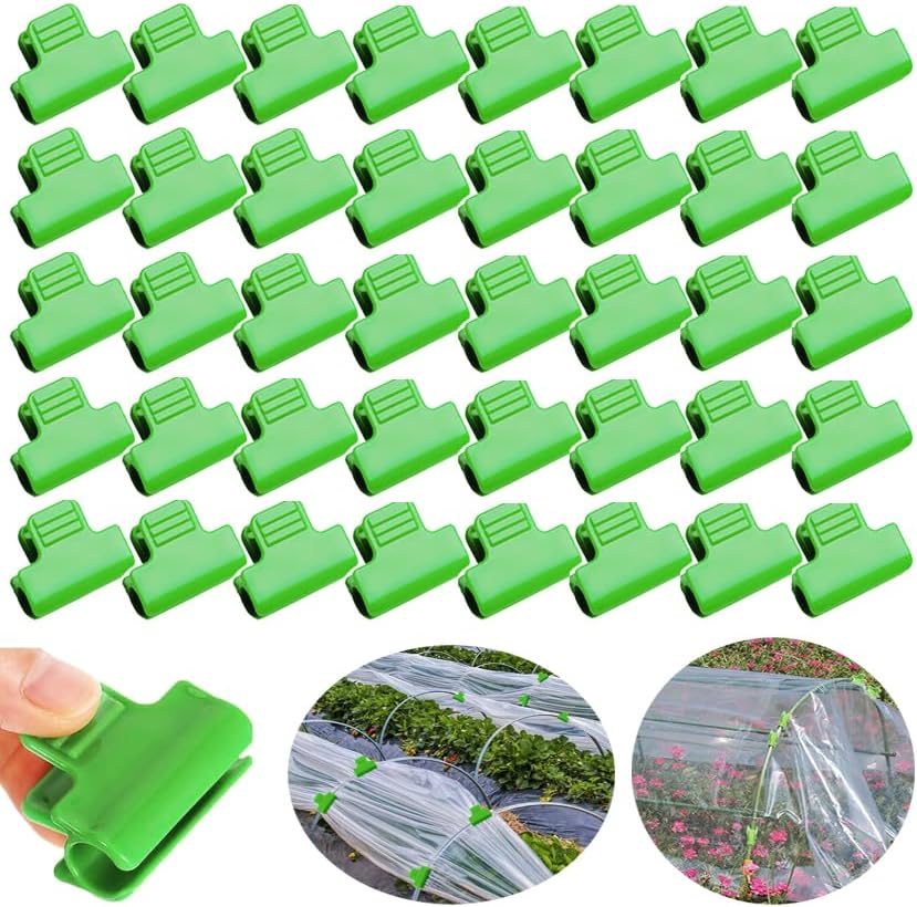 Greenhouse Clamps - Foil Clips - Pipe Clamps 11mm - Greenhouse Clips - Greenhouse Mounting - Tunnel Arch Clips - Vegetable Garden Accessories - Greenhouse - Fleece Cloth Holders - Bird Net Clamp - Insect Mesh Mounting - Garden Supplies - Plastic - Green - - Image 1