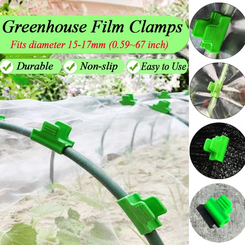 Greenhouse Clamps - Foil Clips - Pipe Clamps 16mm - Greenhouse Clips - Greenhouse Mounting - Tunnel Arch Clips - Vegetable Garden Accessories - Greenhouse - Fleece Cloth Holders - Bird Net Clamp - Insect Mesh Mounting - Garden Supplies - Plastic - Green - - Image 3