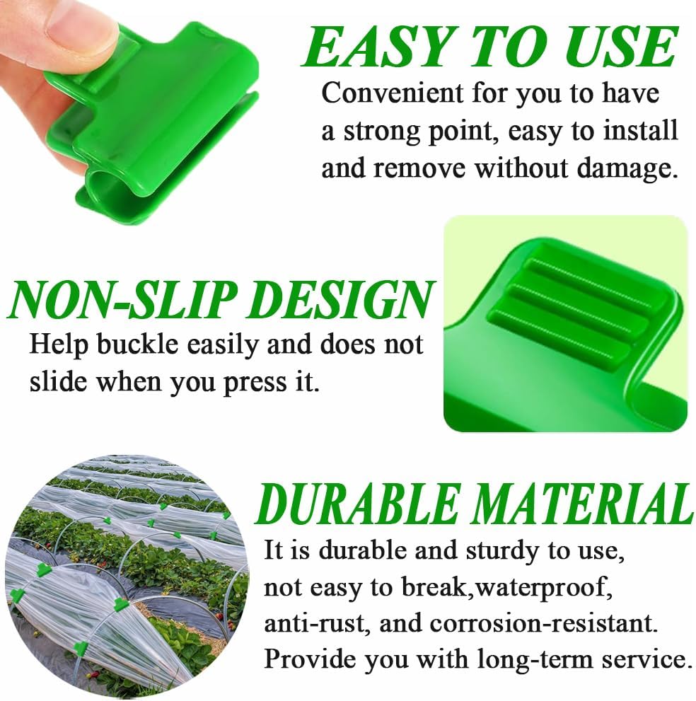 Greenhouse Clamps - Foil Clips - Pipe Clamps 16mm - Greenhouse Clips - Greenhouse Mounting - Tunnel Arch Clips - Vegetable Garden Accessories - Greenhouse - Fleece Cloth Holders - Bird Net Clamp - Insect Mesh Mounting - Garden Supplies - Plastic - Green - - Image 4