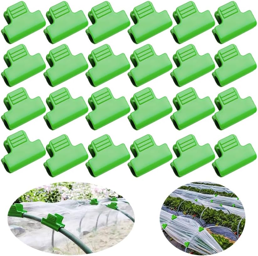Greenhouse Clamps - Foil Clips - Pipe Clamps 11mm & 16mm - Greenhouse Clips - Combi Set - Greenhouse Mounting - Tunnel Arch Clips - Vegetable Garden Accessories - Fleece Cloth Holders - Bird Net Clamp - Insect Mesh Mounting - Garden Items - Green - 40 Pie - Image 1