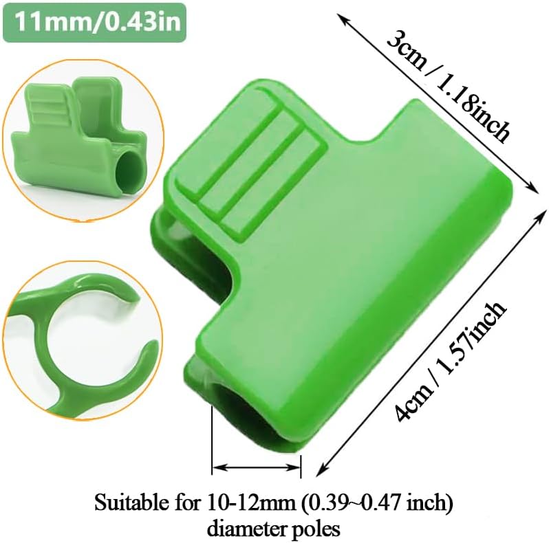 Greenhouse Clamps - Foil Clips - Pipe Clamps 11mm & 16mm - Greenhouse Clips - Combi Set - Greenhouse Mounting - Tunnel Arch Clips - Vegetable Garden Accessories - Fleece Cloth Holders - Bird Net Clamp - Insect Mesh Mounting - Garden Items - Green - 40 Pie - Image 2