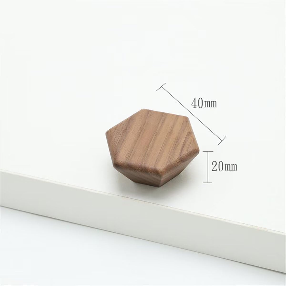 Furniture Knobs - Drawer Knobs - Cabinet Knobs - Furniture Handles - Kitchen Handles - Door Handles - Cabinet Handles - Furniture Hardware - Kitchen Hardware - Handles - Walnut - Wood - Wooden - Hexagon - Hexagon - Geometric - Design - Walnut - Set of 4 - Image 2