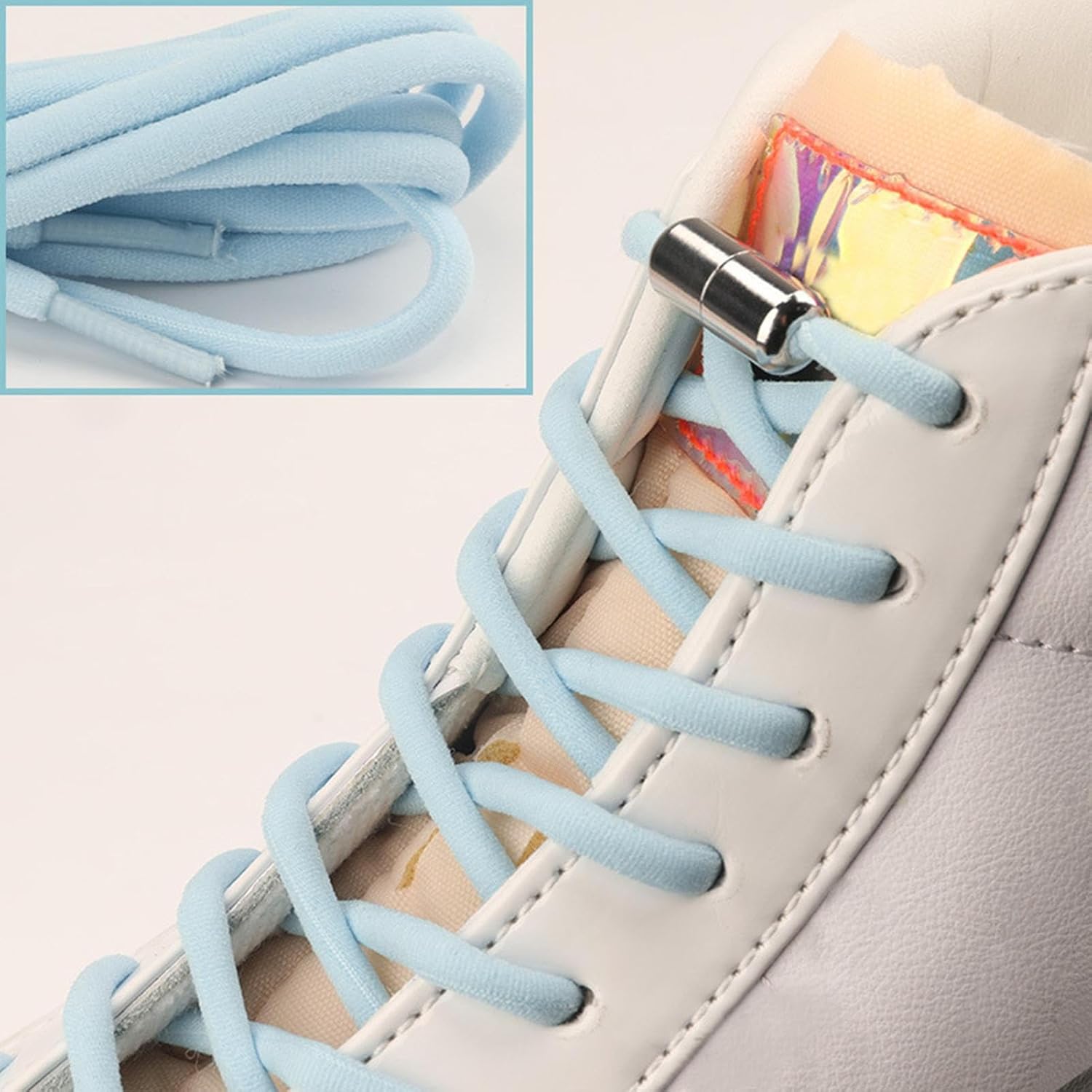 Elastic laces - Speed laces - No tie laces - Running laces - Elastic shoelaces - Lazy laces - Sports laces - Sneakers laces - Metal closure - No tying - Neon laces - White Black Neon - 3 Pairs - Image 8