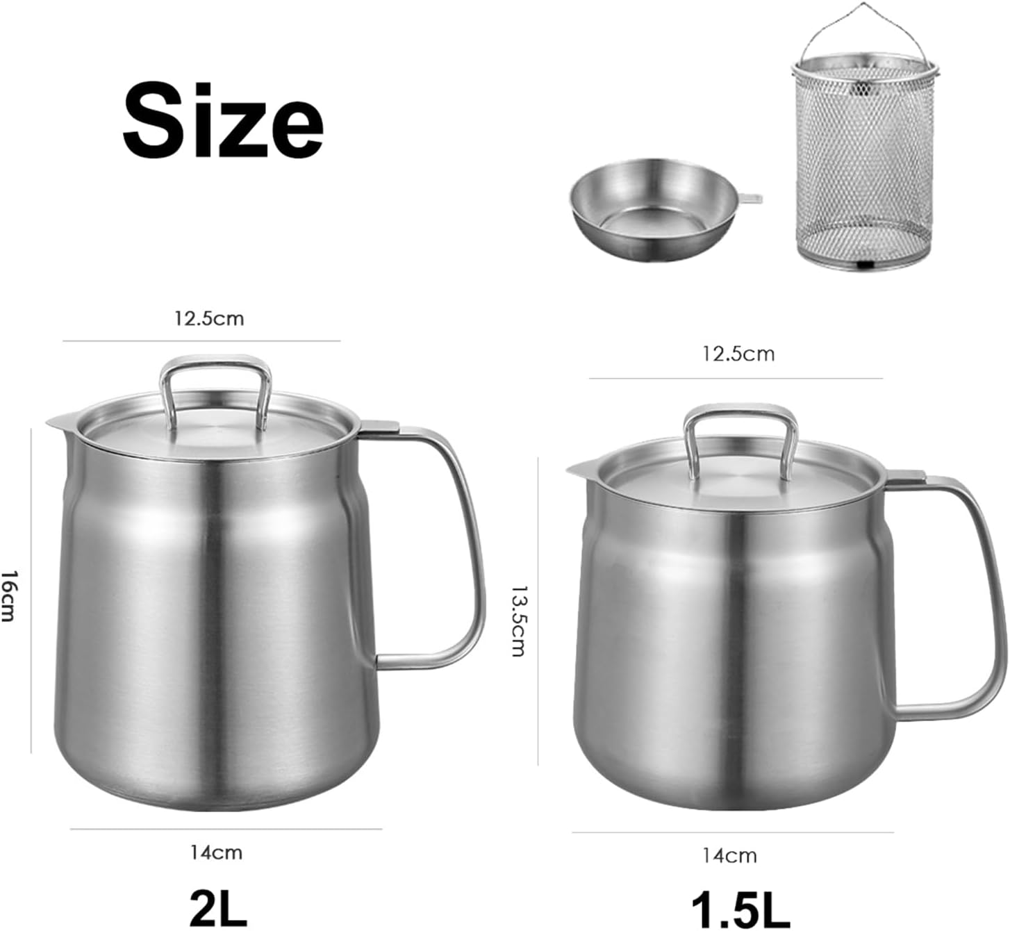 Deep fryer with basket - Stainless steel deep fryer - Kitchen accessories - Oil pan - Induction pan - Deep fryer - Pasta pan - Kitchen utensils - Stainless steel pot - Mini deep fryer - Cooking accessories - Deep fryer - Oil can - Kitchen utensils - 1.5L - Image 4