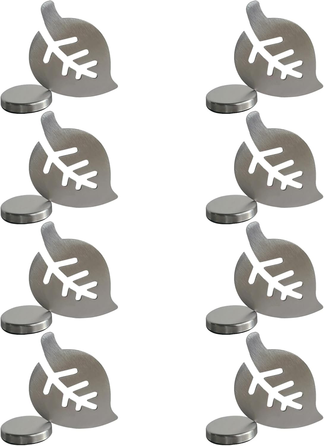 Tablecloth clips - Tablecloth weights - Magnetic clips - Tablecloth holder - Garden accessories - Picnic accessories - Windstopper tablecloth - Table accessories - Outdoor dining - Magnetic weight - Leaf design - Silver - 8 pieces - Image 1