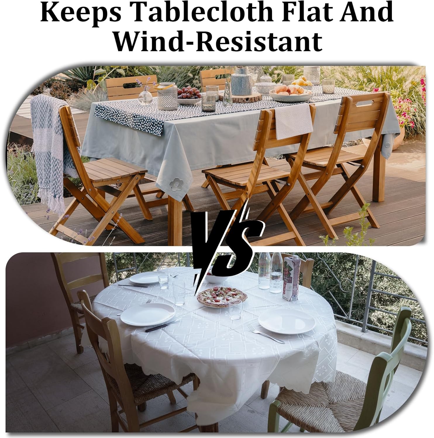 Tablecloth clips - Tablecloth weights - Magnetic clips - Tablecloth holder - Garden accessories - Picnic accessories - Windstopper tablecloth - Table accessories - Outdoor dining - Magnetic weight - Leaf design - Silver - 8 pieces - Image 4