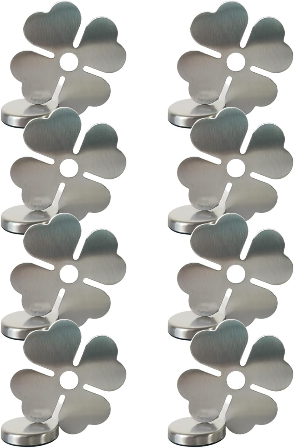 Tablecloth clips - Tablecloth weights - Magnetic clips - Tablecloth holder - Garden accessories - Picnic accessories - Windstopper tablecloth - Table accessories - Outdoor dining - Magnetic weight - Clover design - Silver - 8 pieces - Image 1
