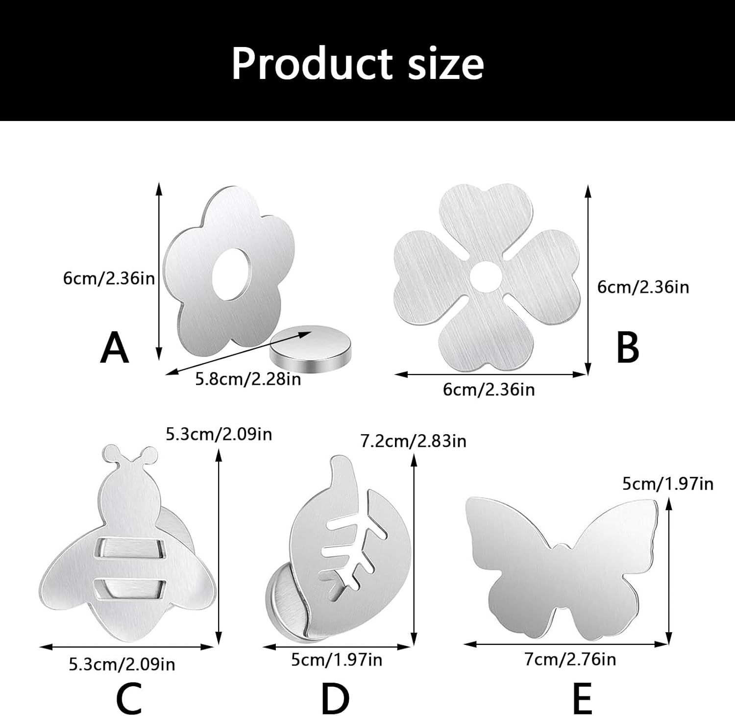 Tablecloth clips - Tablecloth weights - Magnetic clips - Tablecloth holder - Garden accessories - Picnic accessories - Windstopper tablecloth - Table accessories - Outdoor dining - Magnetic weight - Clover design - Silver - 8 pieces - Image 2