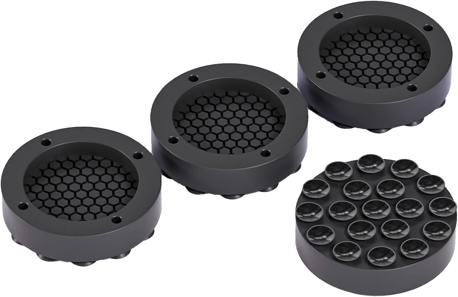 Washing machine vibration dampers - Washing machine feet - Anti-vibration pads - Appliance accessories - Sound dampener - Washing machine riser - Anti-slip mat - Dryer accessories - Vibration damper - Floor protection - Washing machine damper - Black - 4 - Image 1
