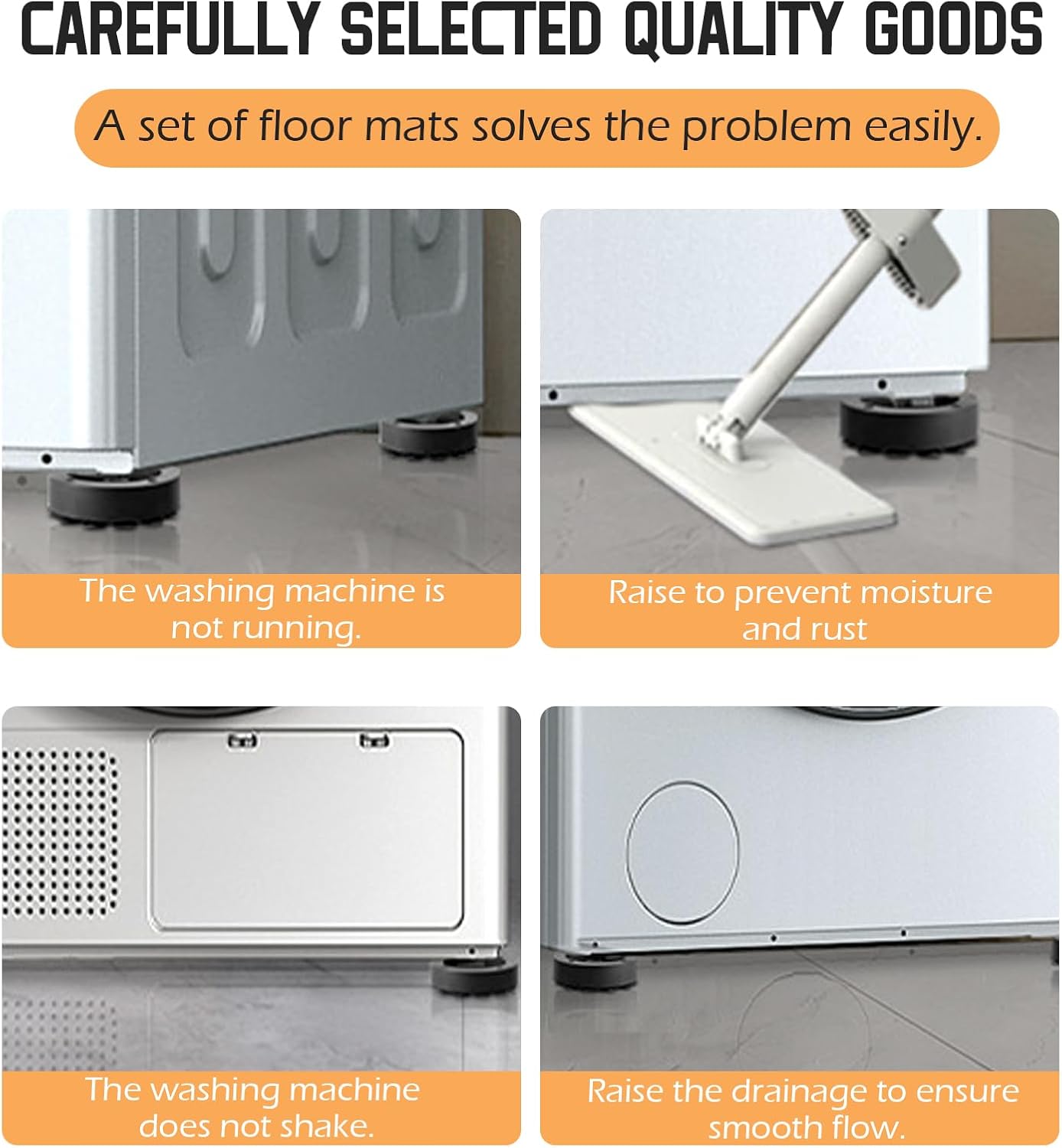 Washing machine vibration dampers - Washing machine feet - Anti-vibration pads - Appliance accessories - Sound dampener - Washing machine riser - Anti-slip mat - Dryer accessories - Vibration damper - Floor protection - Washing machine damper - Black - 4 - Image 7