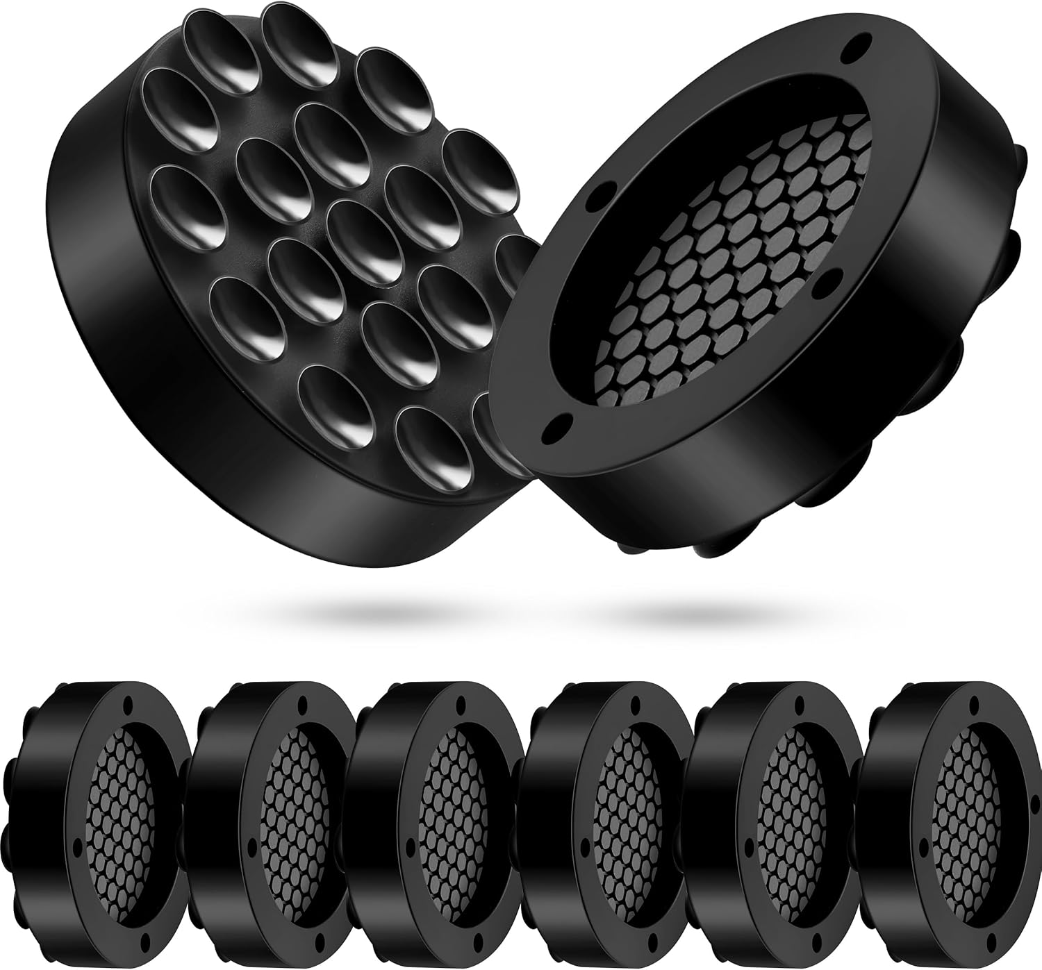 Washing machine vibration dampers - Washing machine feet - Anti-vibration pads - Appliance accessories - Sound dampener - Washing machine riser - Anti-slip mat - Dryer accessories - Vibration damper - Floor protection - Washing machine damper - Black - Pa - Image 1