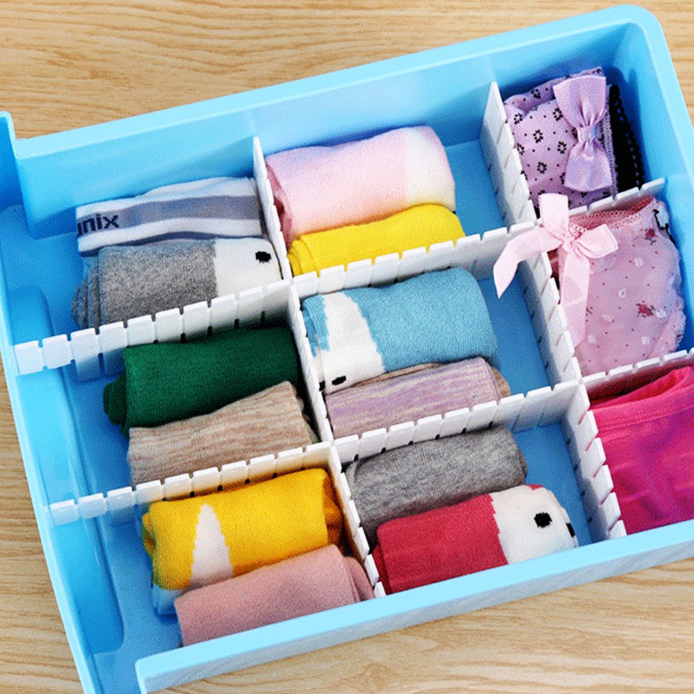 Drawer dividers - Drawer organizer - Storage system - Adjustable drawer divider - Desk organizer - Kitchen drawer organizer - Make-up organizer - Wardrobe organizer - Drawer division - Sock organizer - Underwear organizer - 2mm - 47x7cm - White - 8 pieces - Image 3