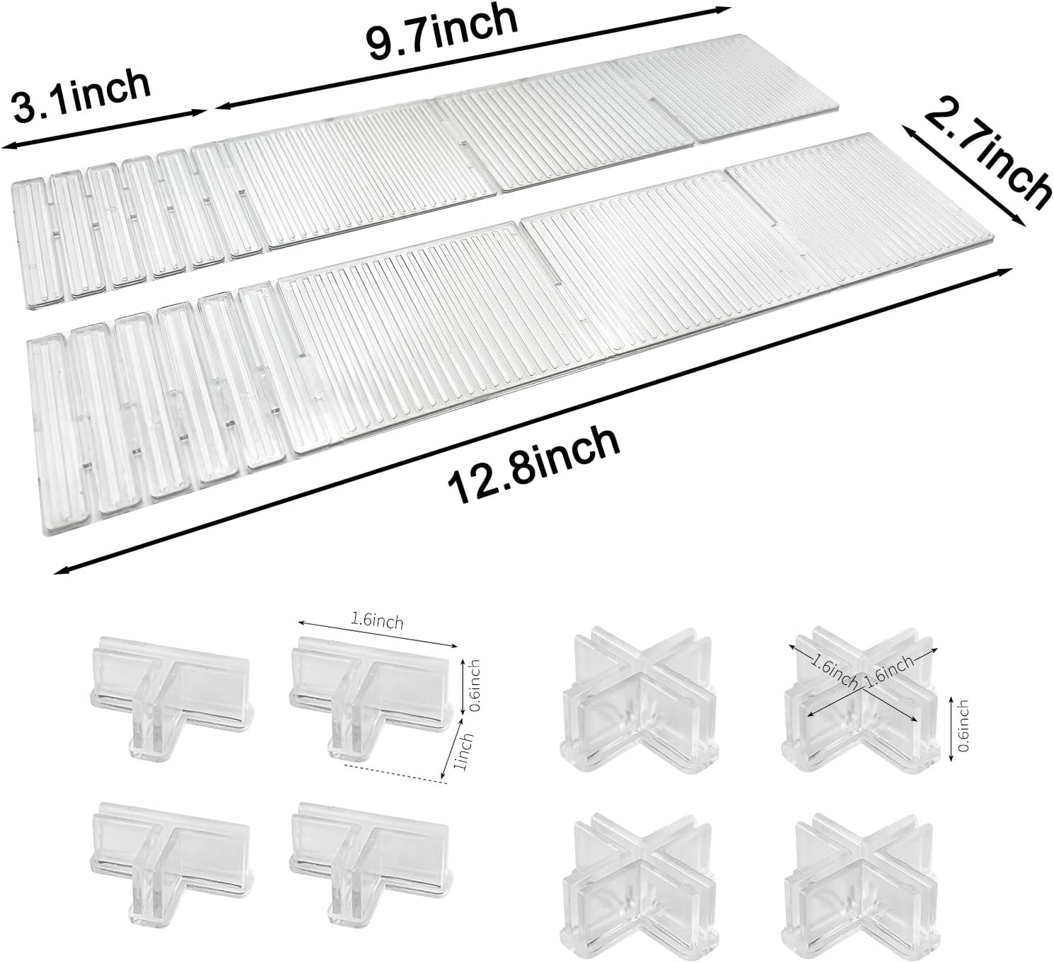Drawer dividers with clips - Drawer organizer - Storage system - Adjustable drawer divider - Desk organizer - Kitchen drawer organizer - Make-up organizer - Drawer division - Sock organizer - Underwear organizer - Storage box drawer - 2mm - Transparent - - Image 2