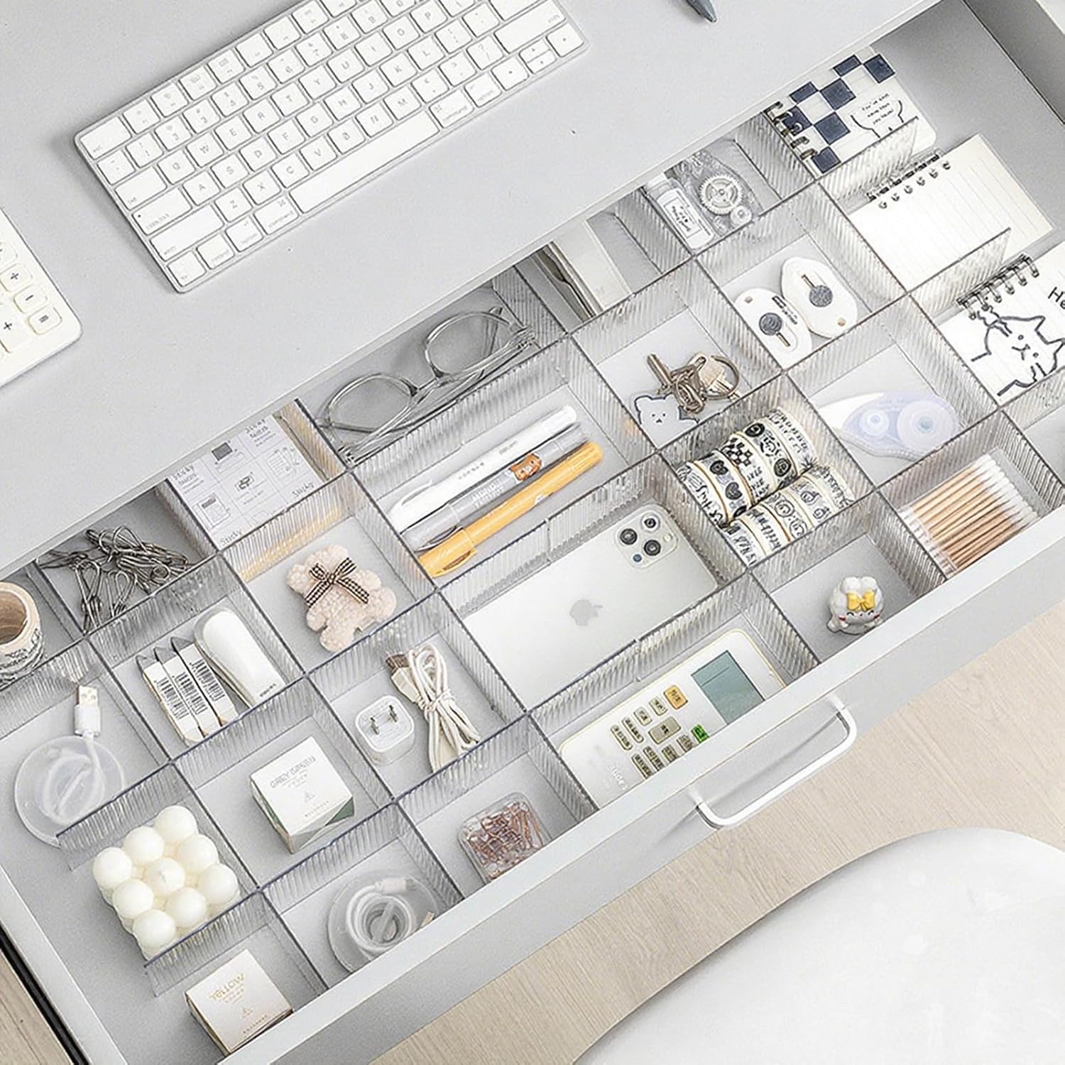 Drawer dividers with clips - Drawer organizer - Storage system - Adjustable drawer divider - Desk organizer - Kitchen drawer organizer - Make-up organizer - Drawer division - Sock organizer - Underwear organizer - Storage box drawer - 2mm - Transparent - - Image 4