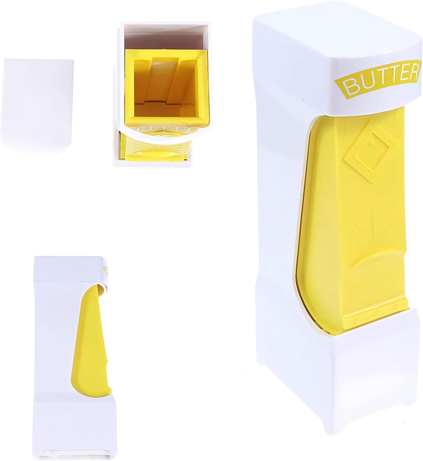 Butter Cutter - Butter Dish - Butter Dispenser - Butter Storage Box - Butter Box - Kitchen Utensils - Butter Cutting - Butter Storage Container - Food Storage Container - Butter Slicer - Butter Mill - Kitchen Accessories - Butter Holder - White and Yellow - Image 1