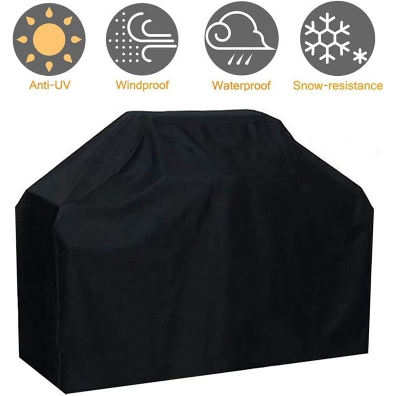 BBQ Cover Waterproof Windproof Fade Resistant Oxford Fabric Compatible with Weber and Brinkmann Barbecue Racks, 145 x 61 x 117 cm - Image 1