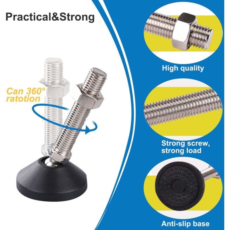 8 Pack Adjustable Leveling Feet M10 x 100 Load Capacity 500 kg Furniture Feet, Diameter 40 mm - Image 3