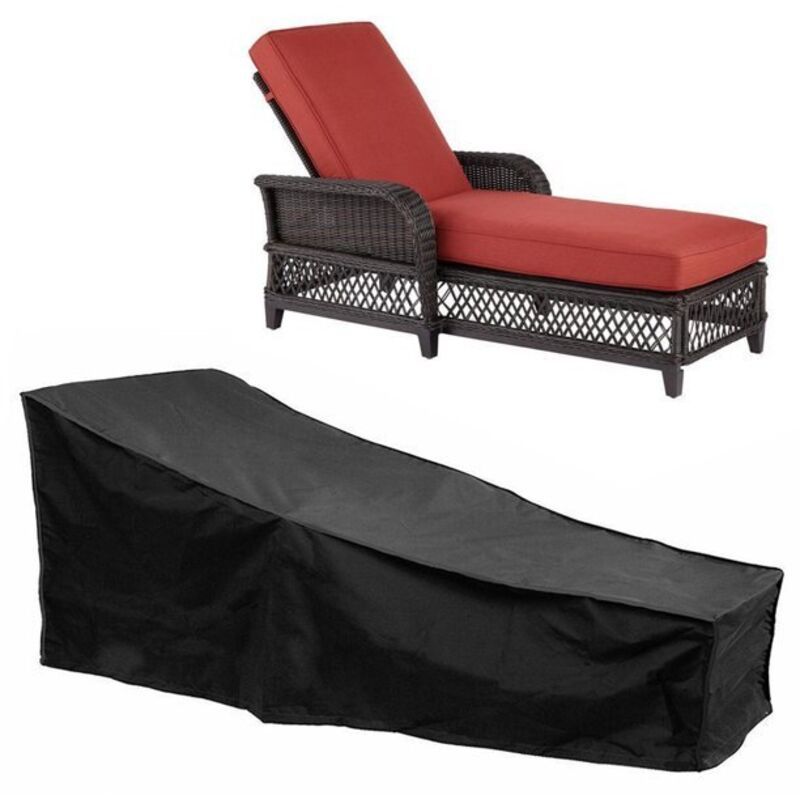 Sun Lounger Cover Waterproof Windproof 210D Oxford Fabric Black, 208 x 76 x 41 cm - Image 1