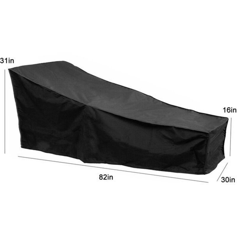 Sun Lounger Cover Waterproof Windproof 210D Oxford Fabric Black, 208 x 76 x 41 cm - Image 2