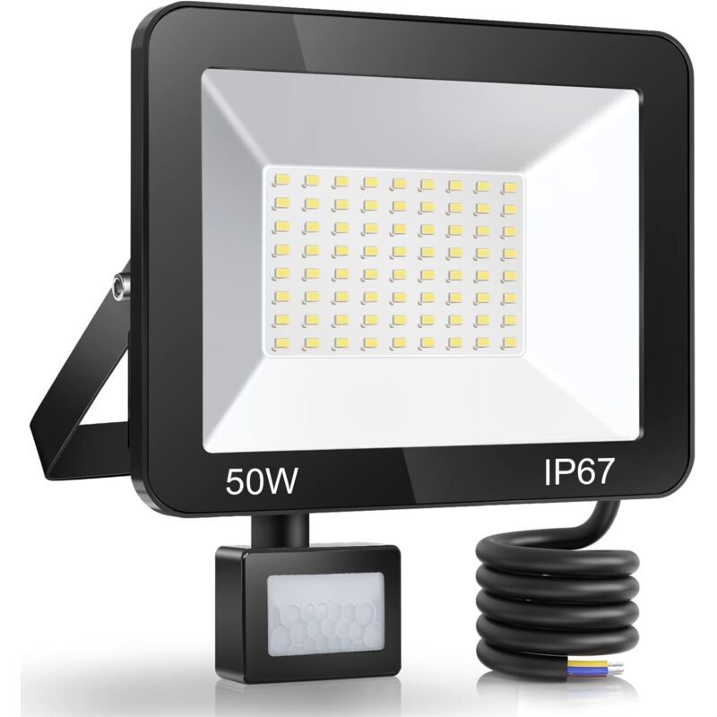 50W LED Floodlight with Motion Sensor IP67 Waterproof 5000LM 7000K Cool White - Image 1