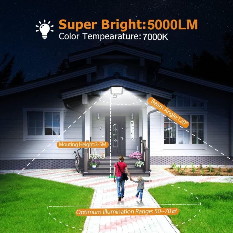 50W LED Floodlight with Motion Sensor IP67 Waterproof 5000LM 7000K Cool White - Image 2