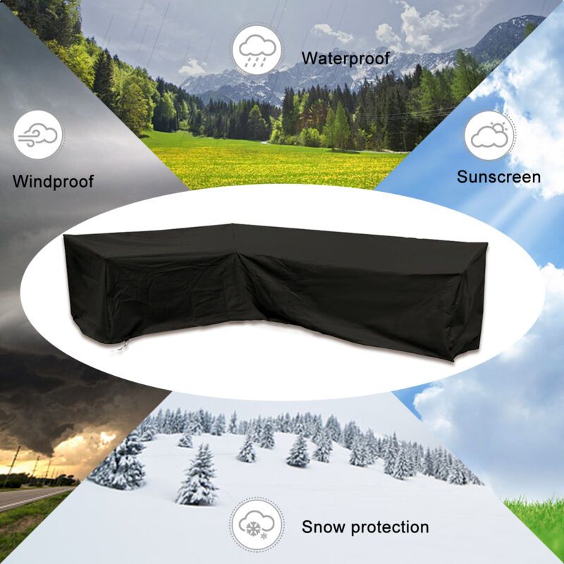 Garden Corner Sofa Cover Waterproof 210D Oxford L Shape Furniture Cover, 300 x 300 x 98 cm - Image 2