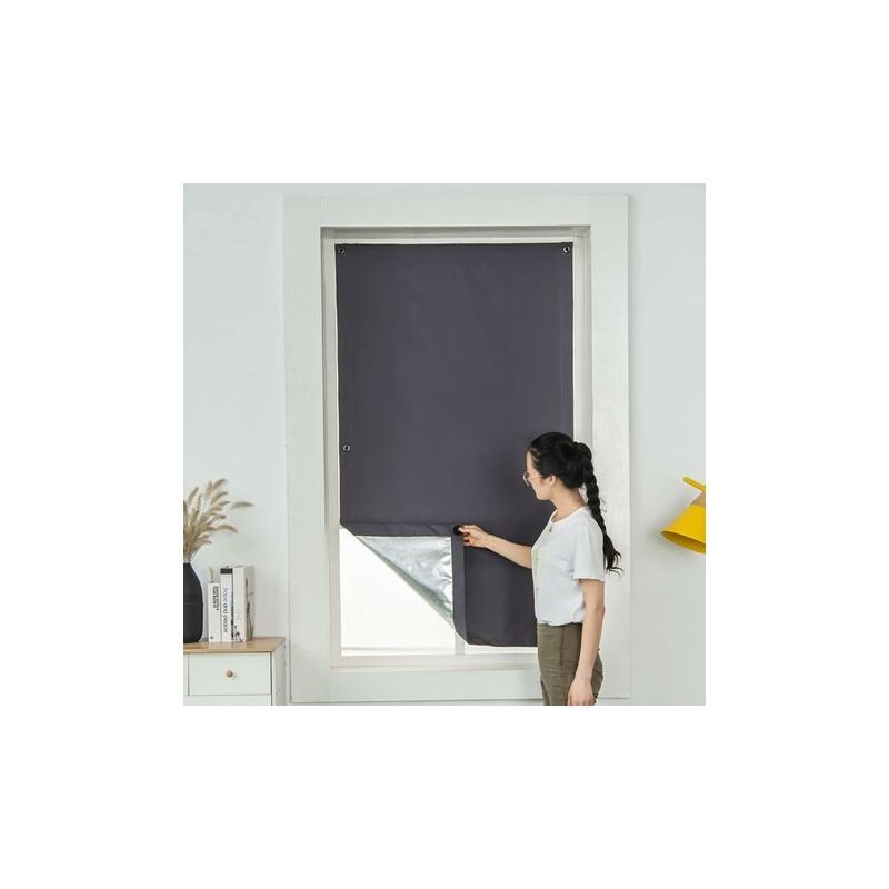 Thermal Insulated Blind Curtain with Suction Cups Compatible with Velux Roof Windows Dark Gray, 60 x 120 cm - Image 1