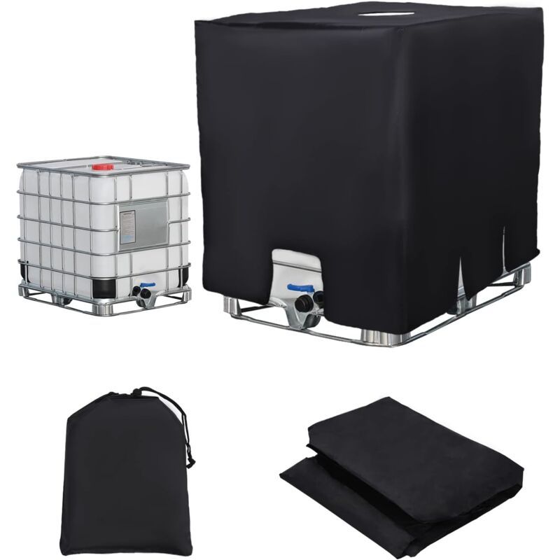 IBC Water Tank Cover Waterproof UV Resistant 420D Tarpaulin with Zipper, 300 L - Image 1