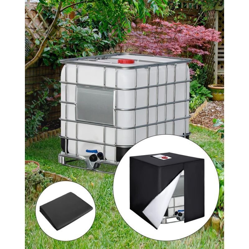 IBC Water Tank Cover Waterproof UV Resistant 420D Tarpaulin with Zipper, 300 L - Image 2