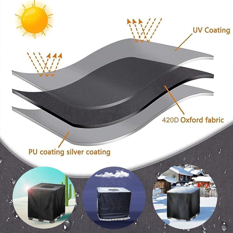 IBC Water Tank Cover Waterproof UV Resistant 420D Tarpaulin with Zipper, 300 L - Image 4