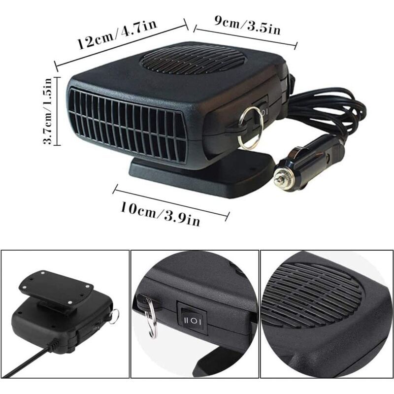 2-in-1 Car Heater 200W 12V Cigarette Lighter Defogger and Cooling Fan - Image 2