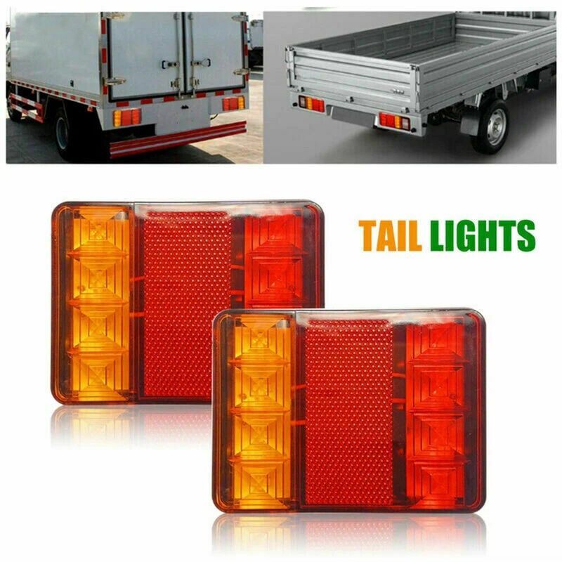 2 Pcs 8 LED Trailer Tail Lights E8 Approved IP65 Waterproof, 120 x 95 x 2 - Image 1