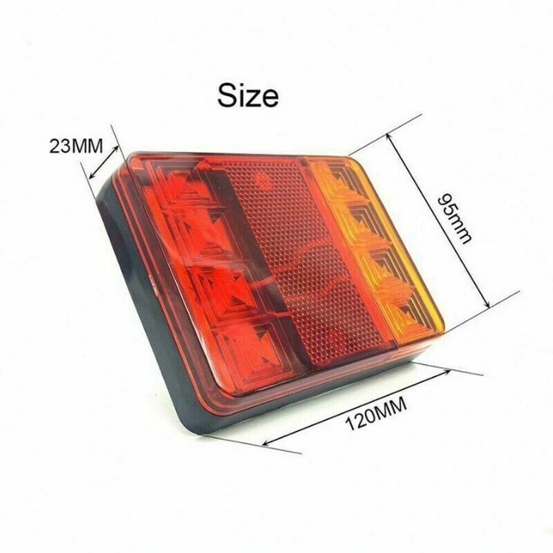 2 Pcs 8 LED Trailer Tail Lights E8 Approved IP65 Waterproof, 120 x 95 x 2 - Image 2