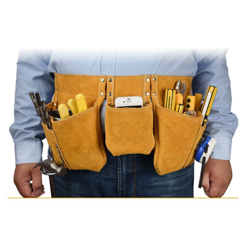Leather Tool Belt with Pockets Adjustable Nylon Belt, 52 x 22 cm - Image 2