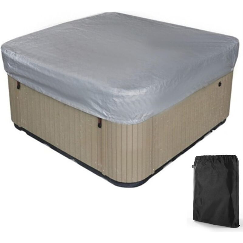 Spa Cover Square Hot Tub Cover Waterproof 190T Polyester Black Gray, 207 x 207 x 30 cm - Image 1