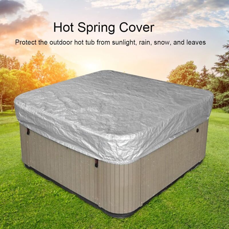 Spa Cover Square Hot Tub Cover Waterproof 190T Polyester Black, 207 x 207 x 30 cm - Image 2