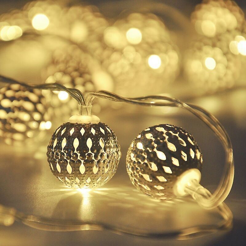 20 LED Solar String Lights Moroccan Ball Warm White Waterproof, 5 m - Image 1