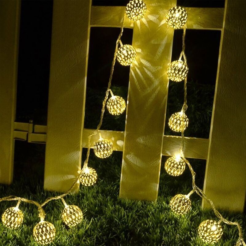 20 LED Solar String Lights Moroccan Ball Warm White Waterproof, 5 m - Image 2