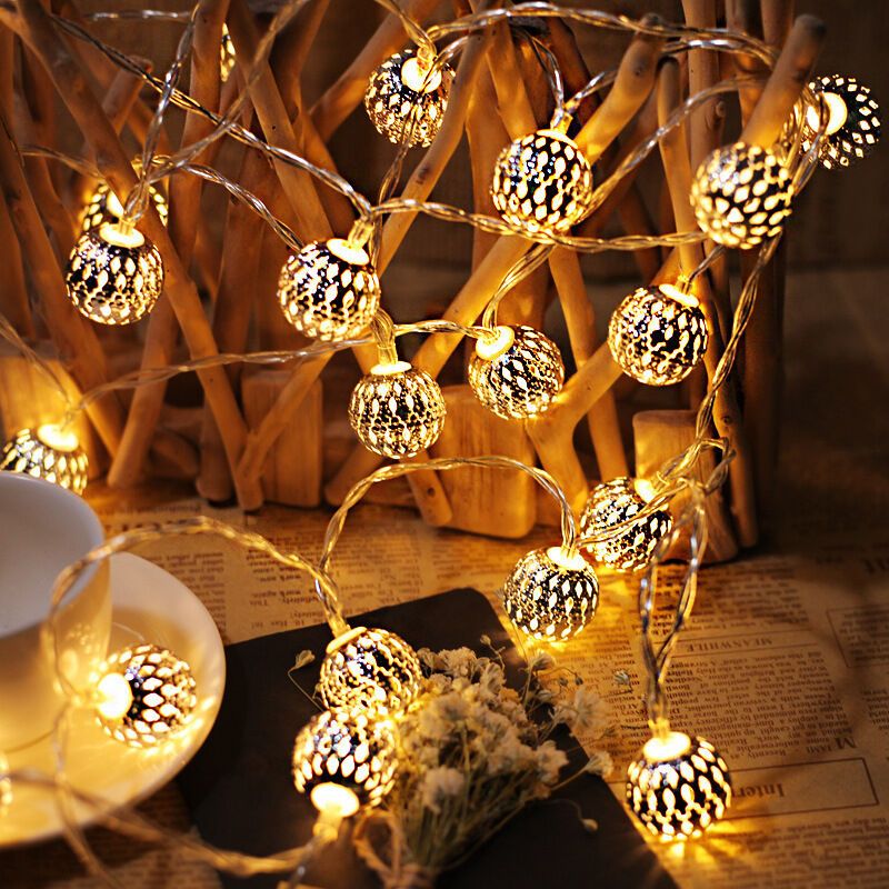 20 LED Solar String Lights Moroccan Ball Warm White Waterproof, 5 m - Image 3